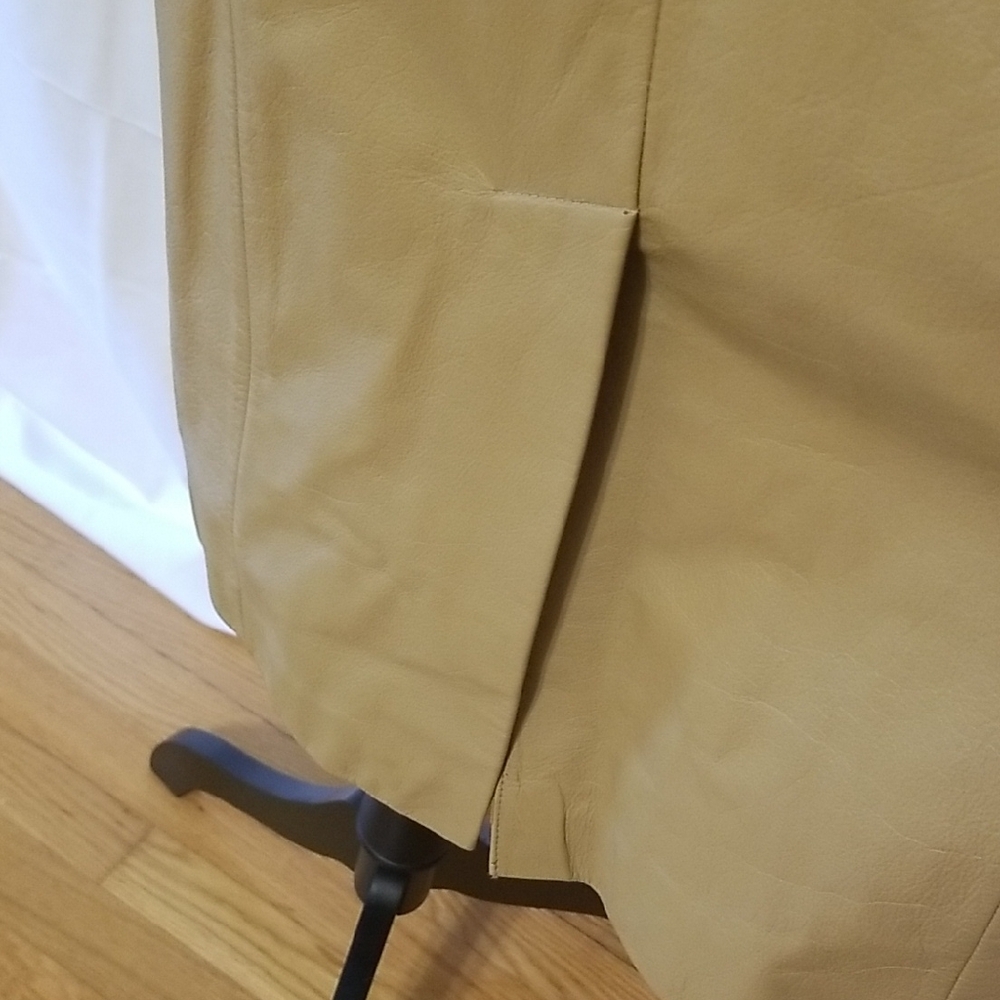 Colebrook 100% Leather Classic Tan Warm Long Button Down Coat Jacket Neutral - M - Picture 9 of 16